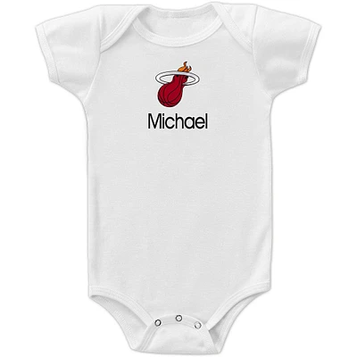 Infant White Miami Heat Personalized Bodysuit