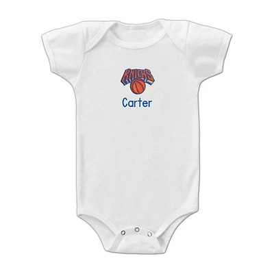 Infant White New York Knicks Personalized Bodysuit