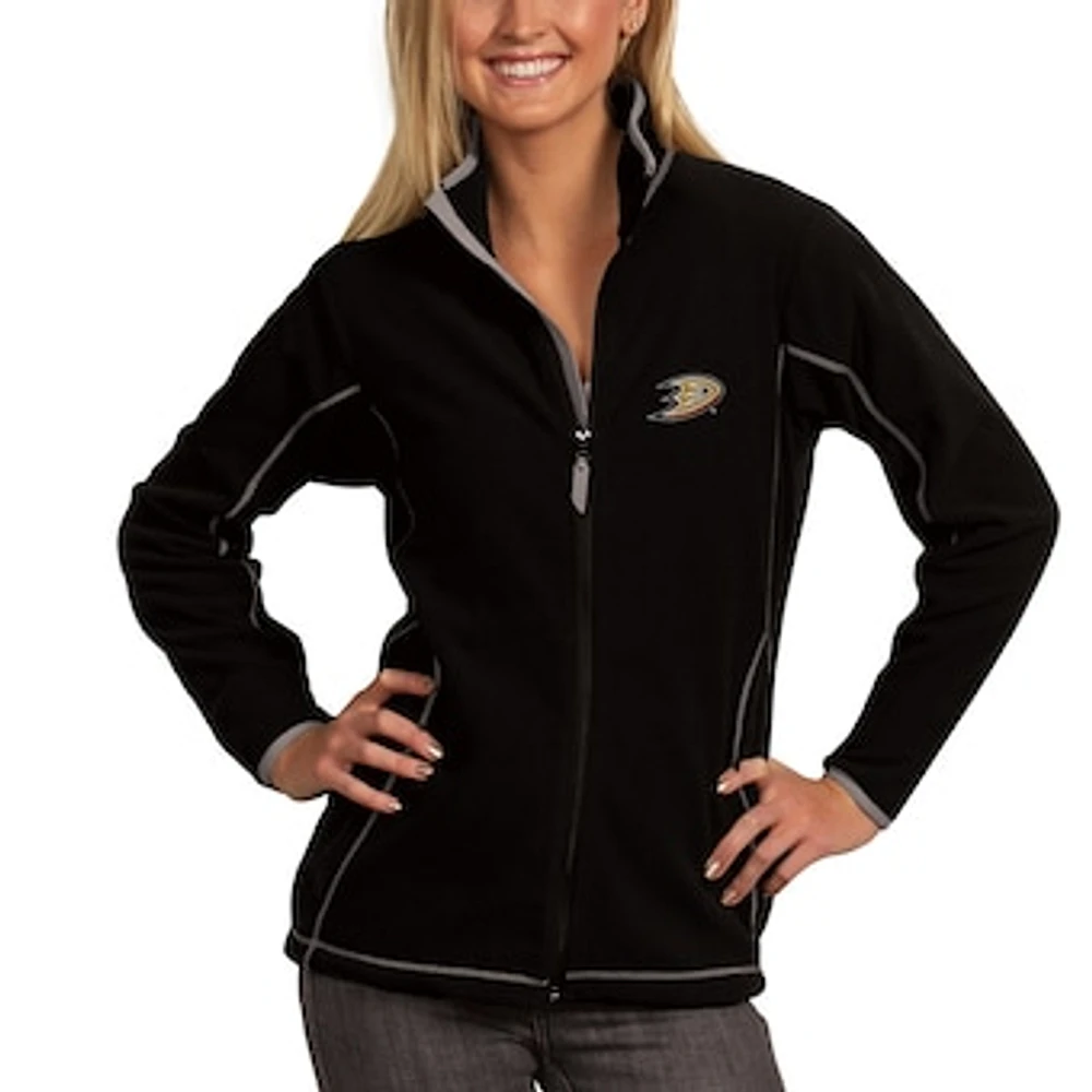 Women's Antigua Black Anaheim Ducks Ice Full Zip Jacket