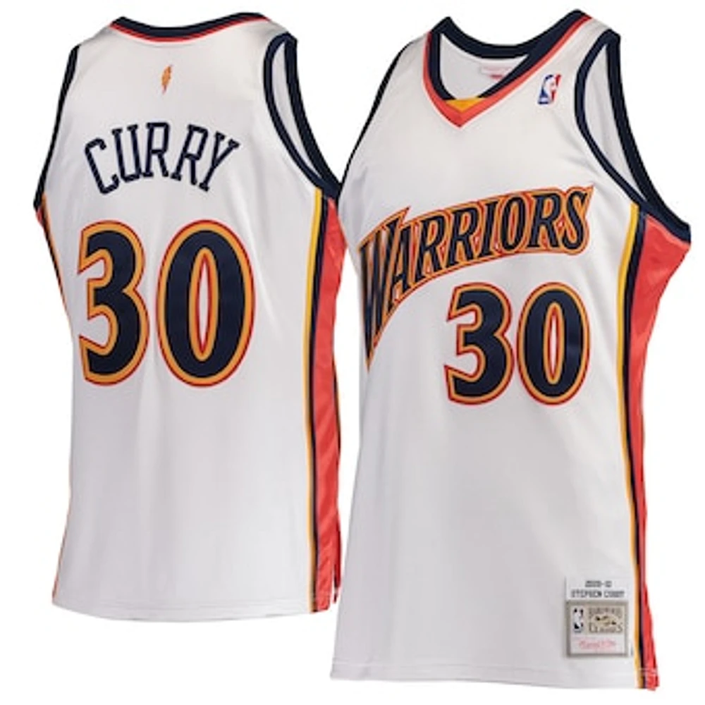 Men's Mitchell & Ness Stephen Curry White Golden State Warriors Hardwood Classics 2009-10 Home Authentic Jersey