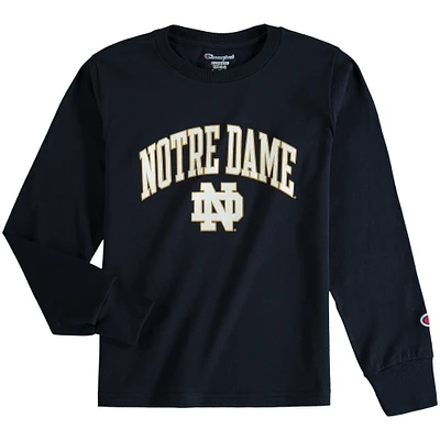 Youth Champion Navy Notre Dame Fighting Irish Arch Logo Long Sleeve T-Shirt