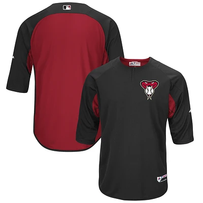 Men's Majestic Black/Sedona Red Arizona Diamondbacks Authentic Collection On-Field 3/4-Sleeve Batting Practice Jersey