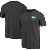 Men's Heather North Dakota fighting Sioux Left Chest Distressed Logo Tri-Blend T-Shirt