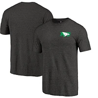Men's Heather North Dakota fighting Sioux Left Chest Distressed Logo Tri-Blend T-Shirt