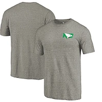 Men's Heather North Dakota fighting Sioux Left Chest Distressed Logo Tri-Blend T-Shirt