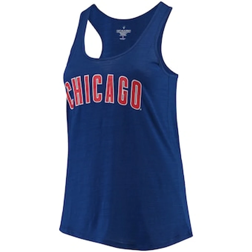 Women's Soft as a Grape Royal Chicago Cubs Plus Swing for the Fences Racerback Tank Top