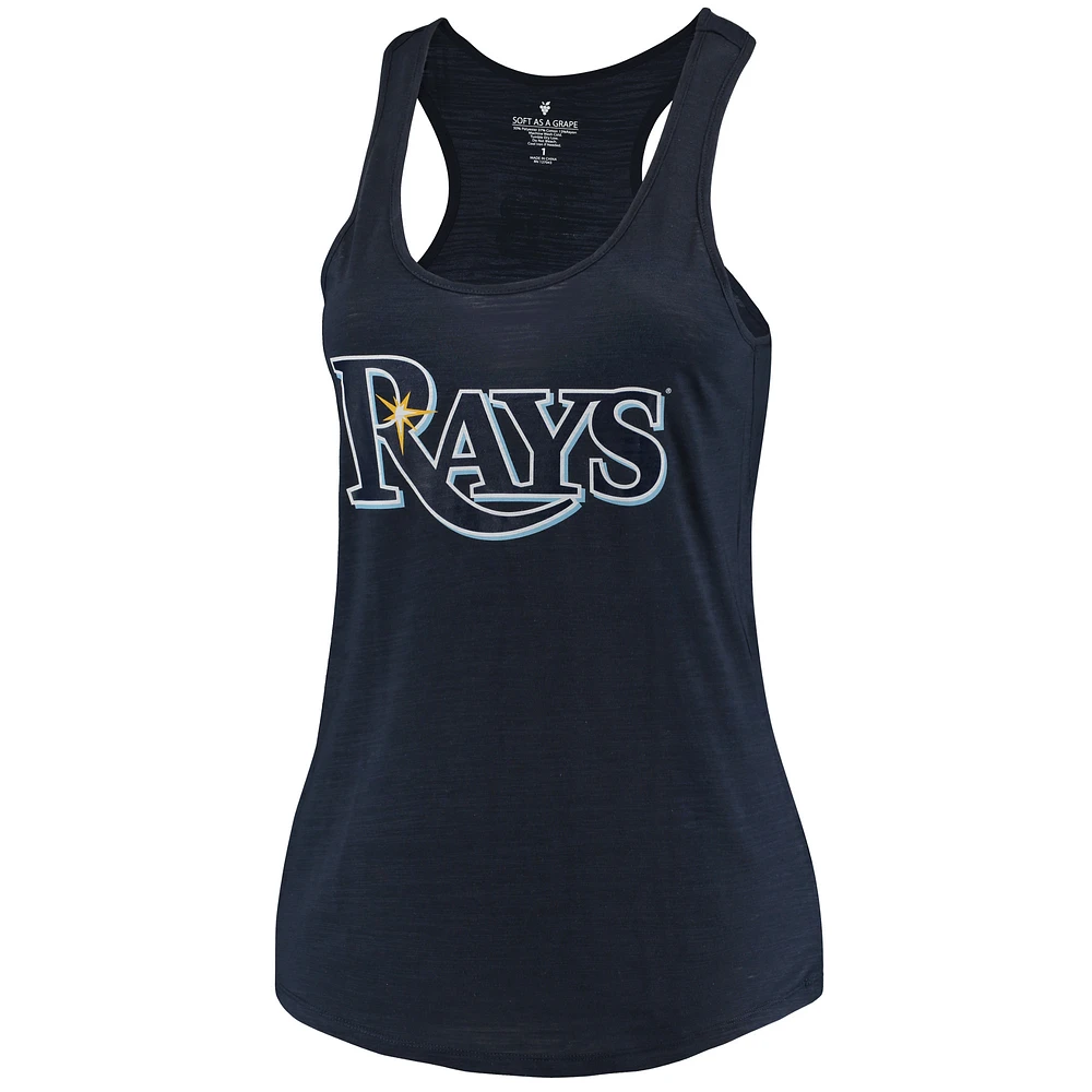 Women's Soft as a Grape Navy Tampa Bay Rays Plus Swing for the Fences Racerback Tank Top