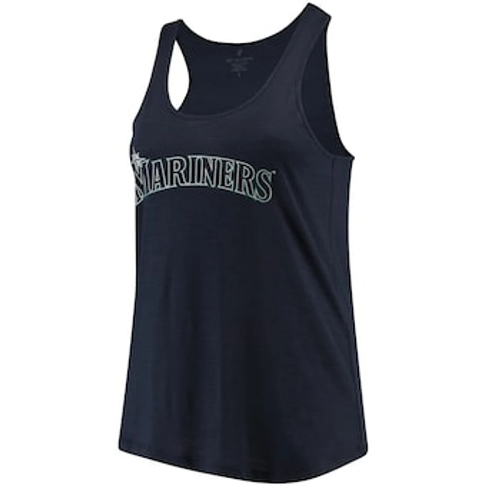 Women's Soft as a Grape Navy Seattle Mariners Plus Swing for the Fences Racerback Tank Top