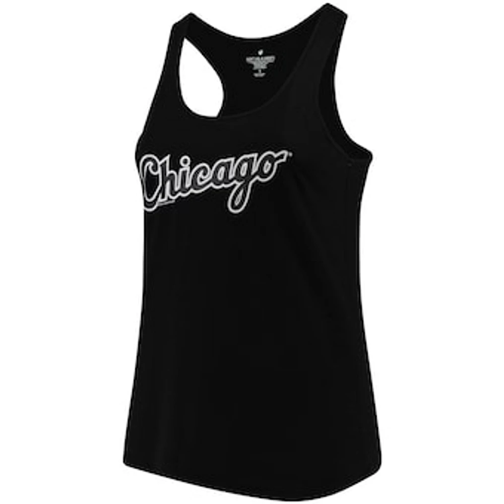 Women's Soft as a Grape Black Chicago White Sox Plus Swing for the Fences Racerback Tank Top