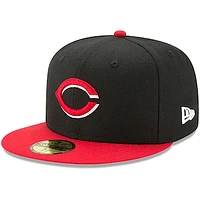 Men's New Era Black/Red Cincinnati Reds Road Authentic Collection On-Field 59FIFTY Fitted Hat