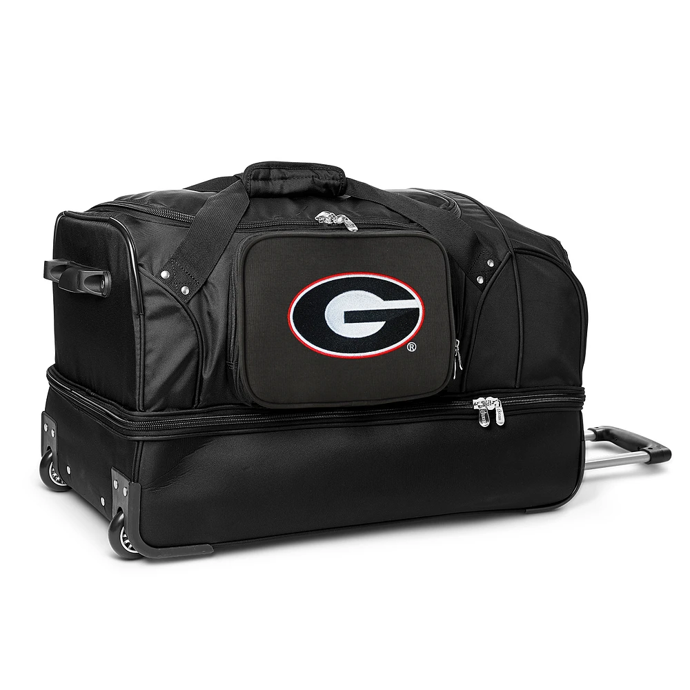 MOJO Georgia Bulldogs Black 27'' 2-Wheel Drop Bottom Rolling Duffel Bag