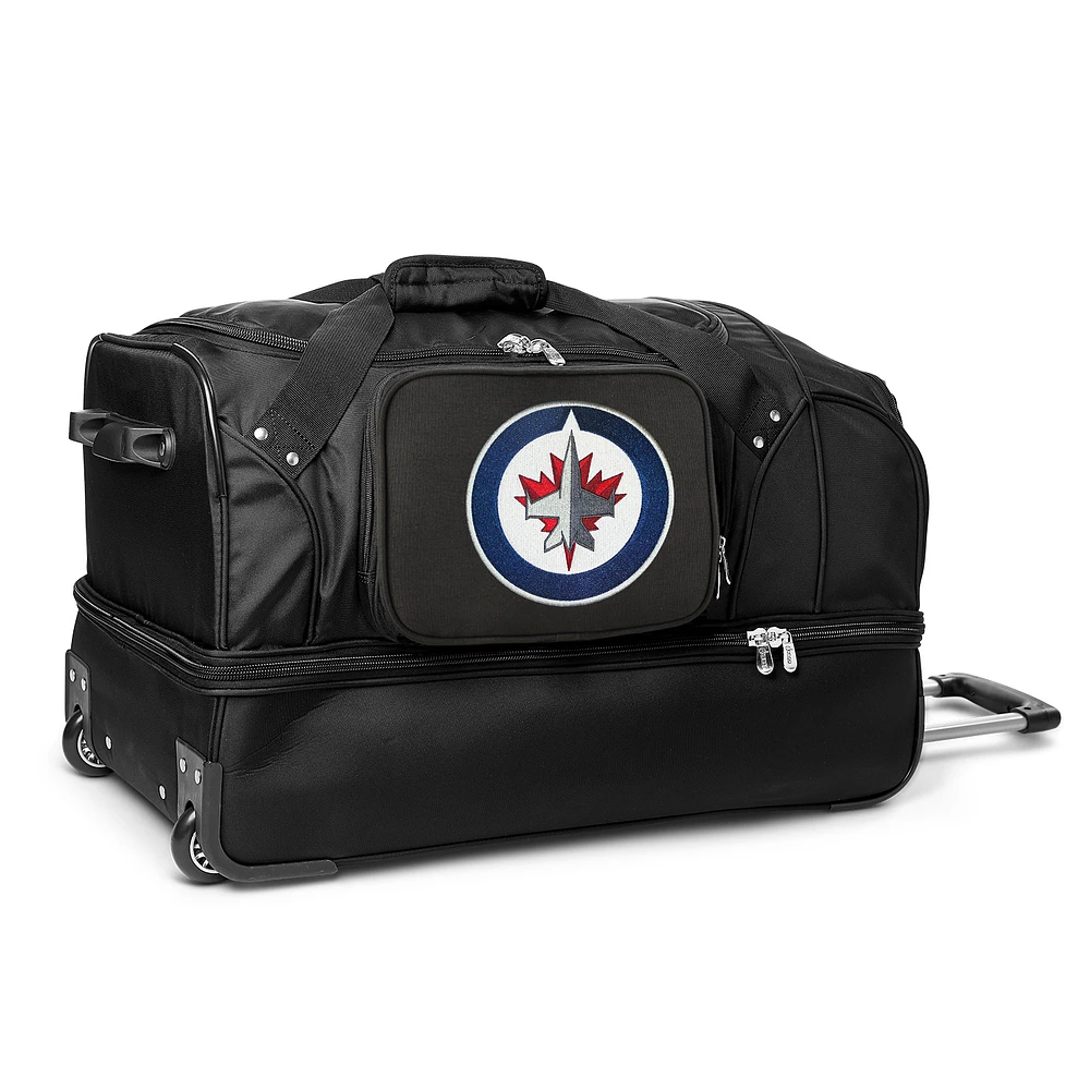 MOJO Winnipeg Jets Black 27'' 2-Wheel Drop Bottom Rolling Duffel Bag