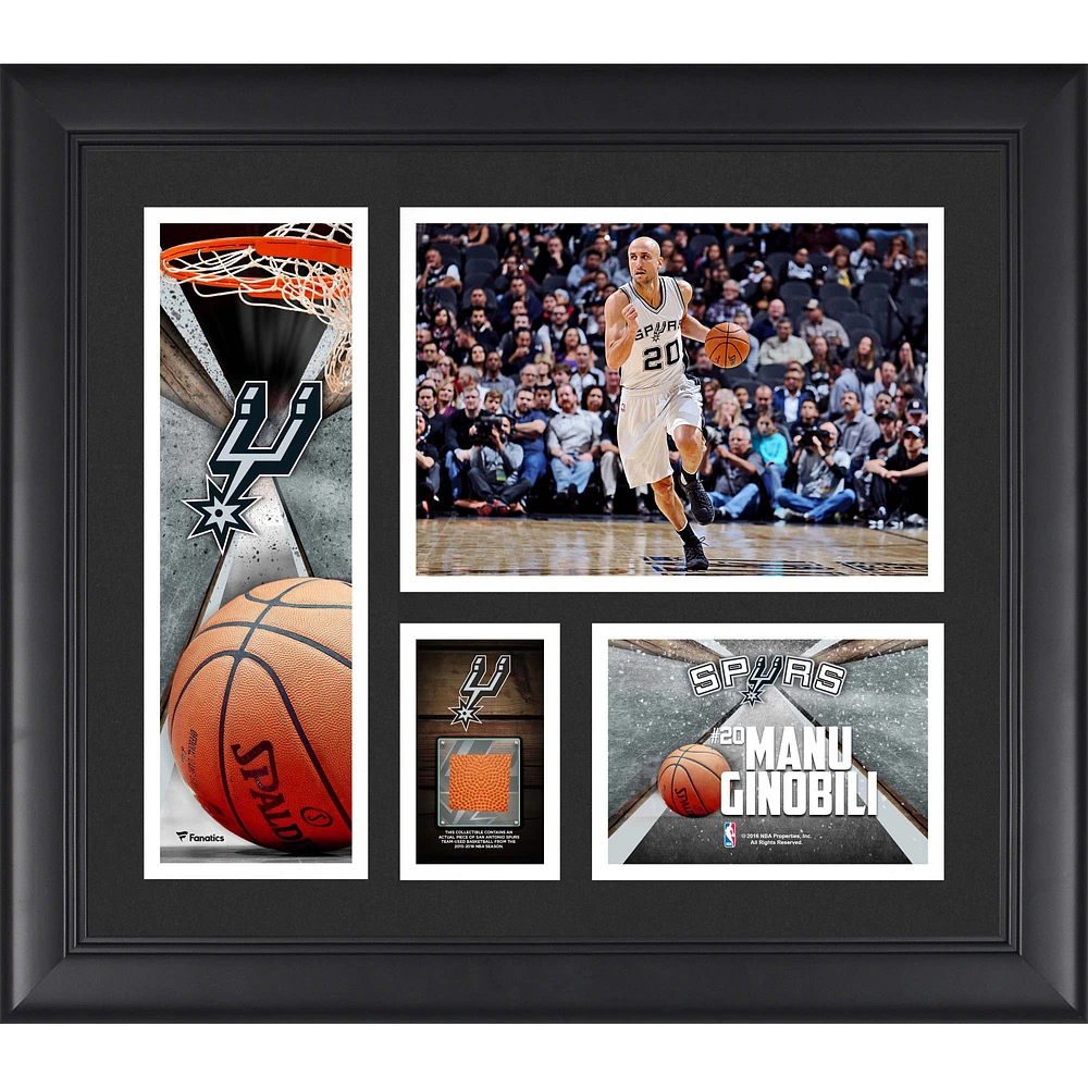 Manu Ginobili San Antonio Spurs Framed 15" x 17" Collage with a Piece of Team-Used Ball