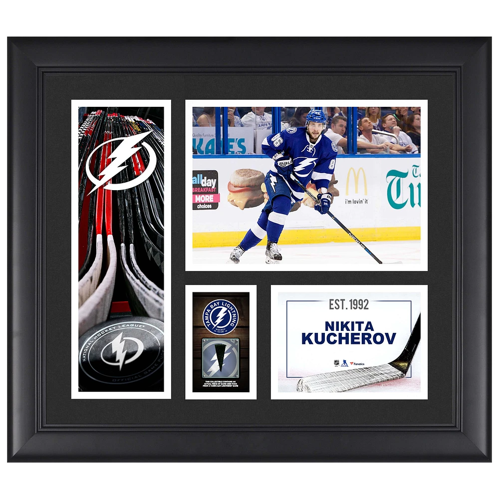 Nikita Kucherov Tampa Bay Lightning Framed 15" x 17" Player Collage with a Piece of Game-Used Puck