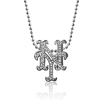 Women's Alex Woo New York Mets Little Logo 14kt White Gold & Diamond Necklace