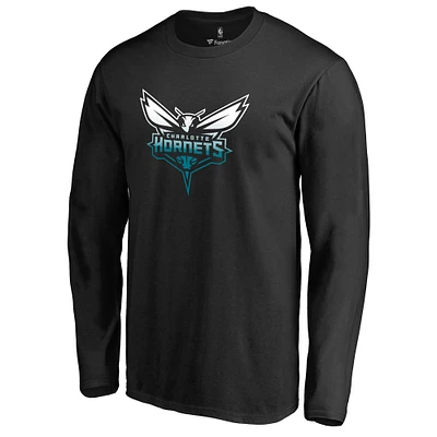 Men's Black Charlotte Hornets Gradient Logo Long Sleeve T-Shirt