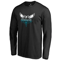 Men's Black Charlotte Hornets Gradient Logo Long Sleeve T-Shirt