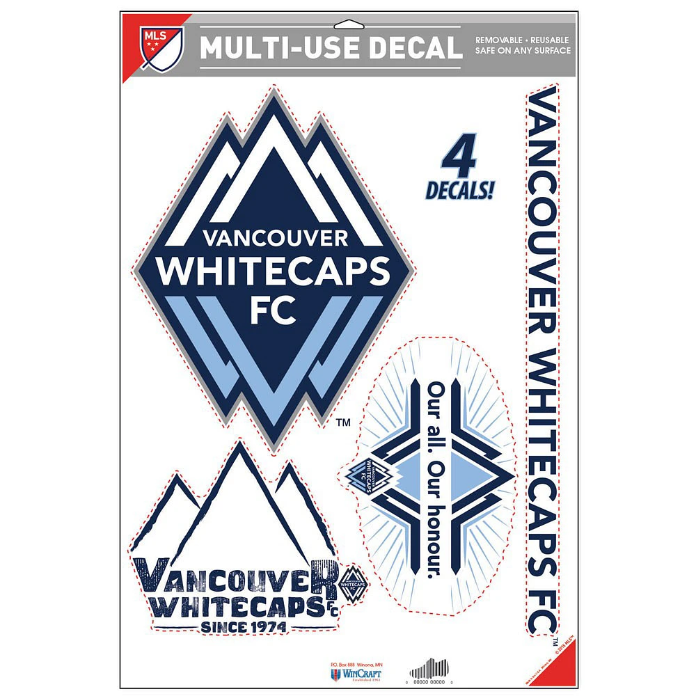 WinCraft Vancouver Whitecaps FC 11" x 17" Multi-Use Cut to Logo Decal Sheet