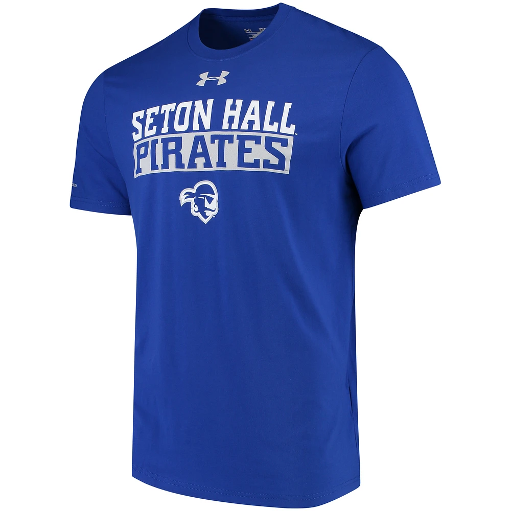 Men's Under Armour Royal Seton Hall Pirates Team Bar Charged Performance T-Shirt