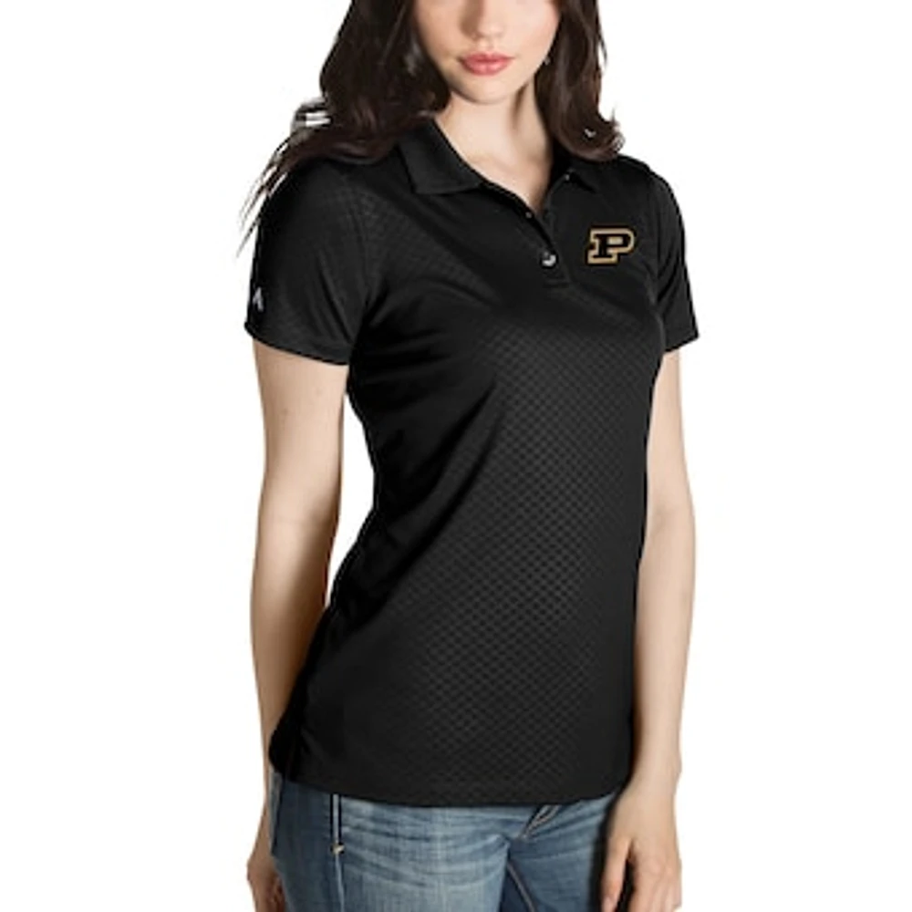 Women's Antigua Black Purdue Boilermakers Desert Dry Inspire Polo