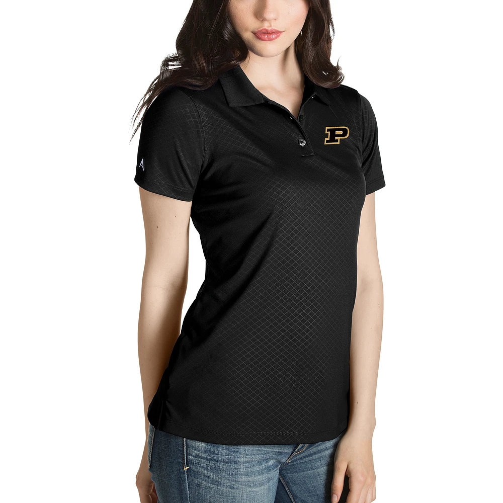 Women's Antigua Black Purdue Boilermakers Desert Dry Inspire Polo