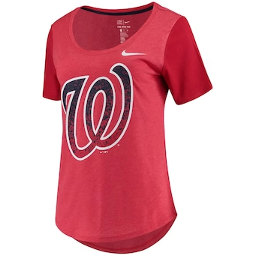 Women's Nike Red Washington Nationals Tri-Blend Scoop Neck T-Shirt