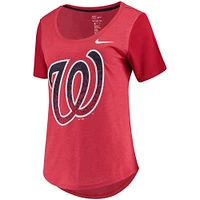 Women's Nike Red Washington Nationals Tri-Blend Scoop Neck T-Shirt