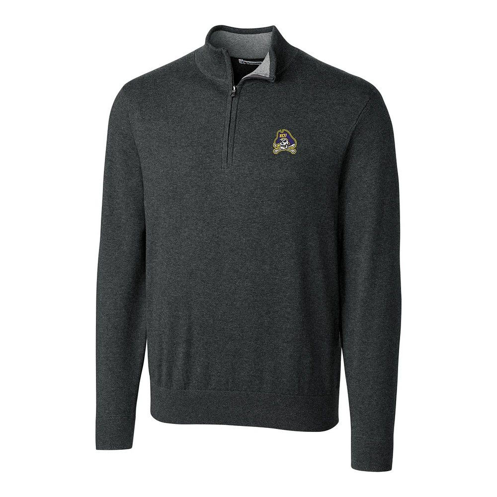 Men's Cutter & Buck Heather Charcoal East Carolina Pirates Big Tall Lakemont Half-Zip Jacket
