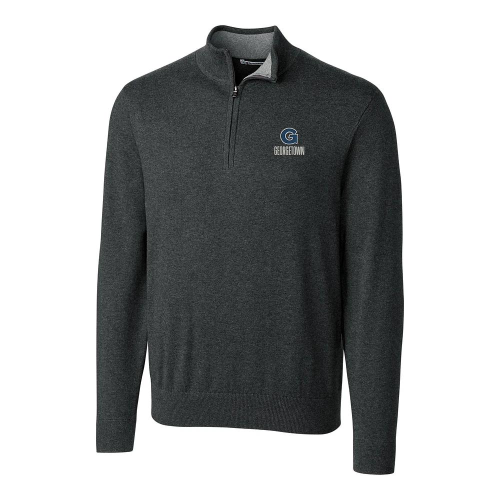 Men's Cutter & Buck Heather Charcoal Georgetown Hoyas Big & Tall Lakemont Half-Zip Jacket