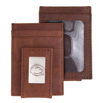 Brown Penn State Nittany Lions Leather Front Pocket Wallet