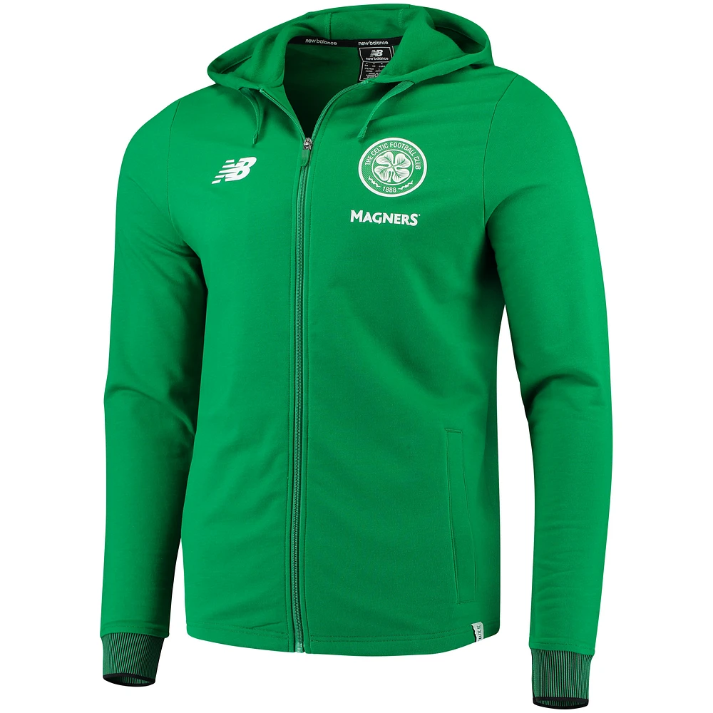 Men's New Balance Green Celtic 2017/18 Elite Travel Full-Zip Hoodie