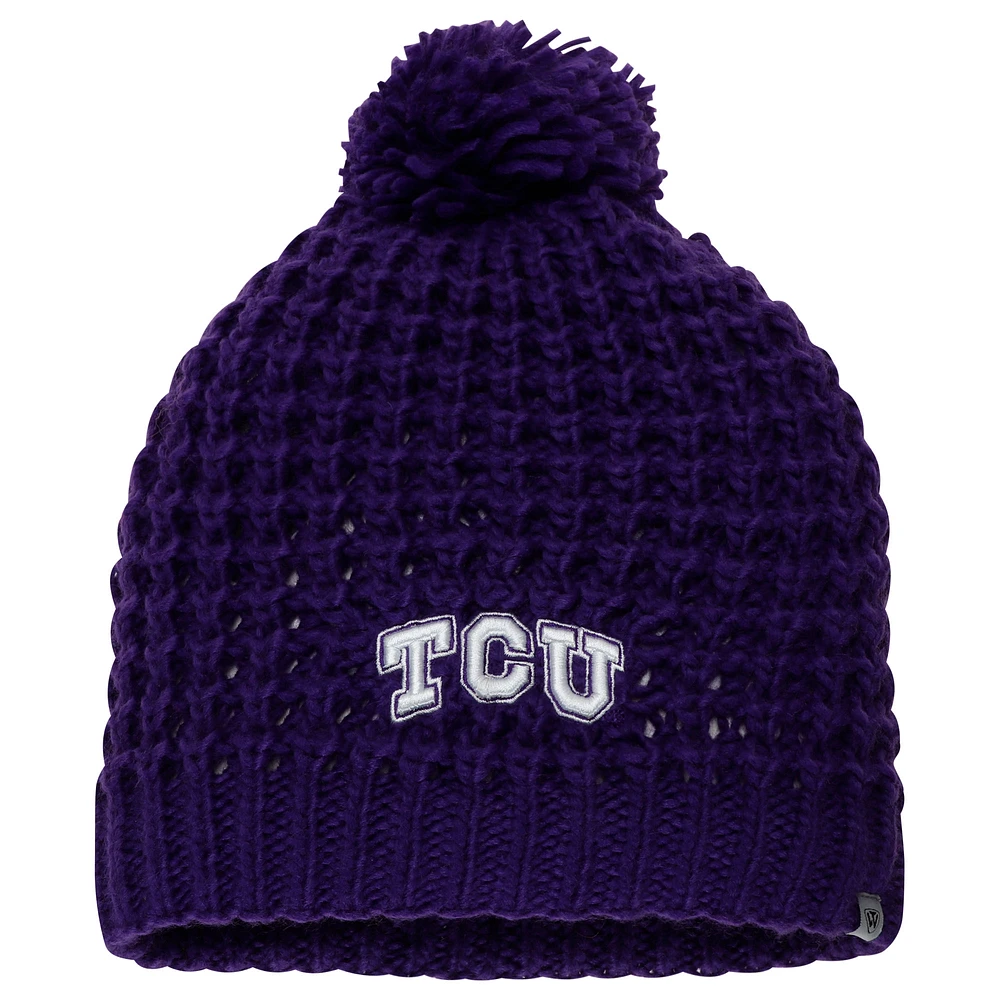 Women's Top of the World Purple TCU Horned Frogs Slouch Pom Knit Beanie