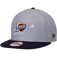 Men's New Era Heathered Gray/Navy Oklahoma City Thunder Two-Tone 9FIFTY Snapback Adjustable Hat