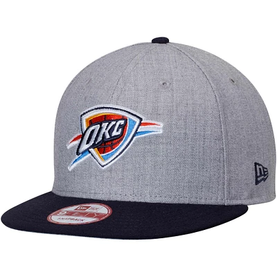 Men's New Era Heathered Gray/Navy Oklahoma City Thunder Two-Tone 9FIFTY Snapback Adjustable Hat