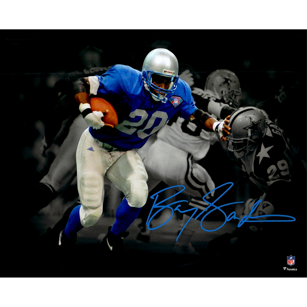 Barry Sanders Detroit Lions Autographed 11" x 14" Throwback Jersey Spotlight Photograph