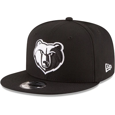 Men's New Era Black Memphis Grizzlies Black & White Logo 9FIFTY Adjustable Snapback Hat