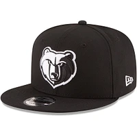 Men's New Era Black Memphis Grizzlies Black & White Logo 9FIFTY Adjustable Snapback Hat