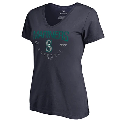 Women's Navy Seattle Mariners Live For It V-Neck T-Shirt