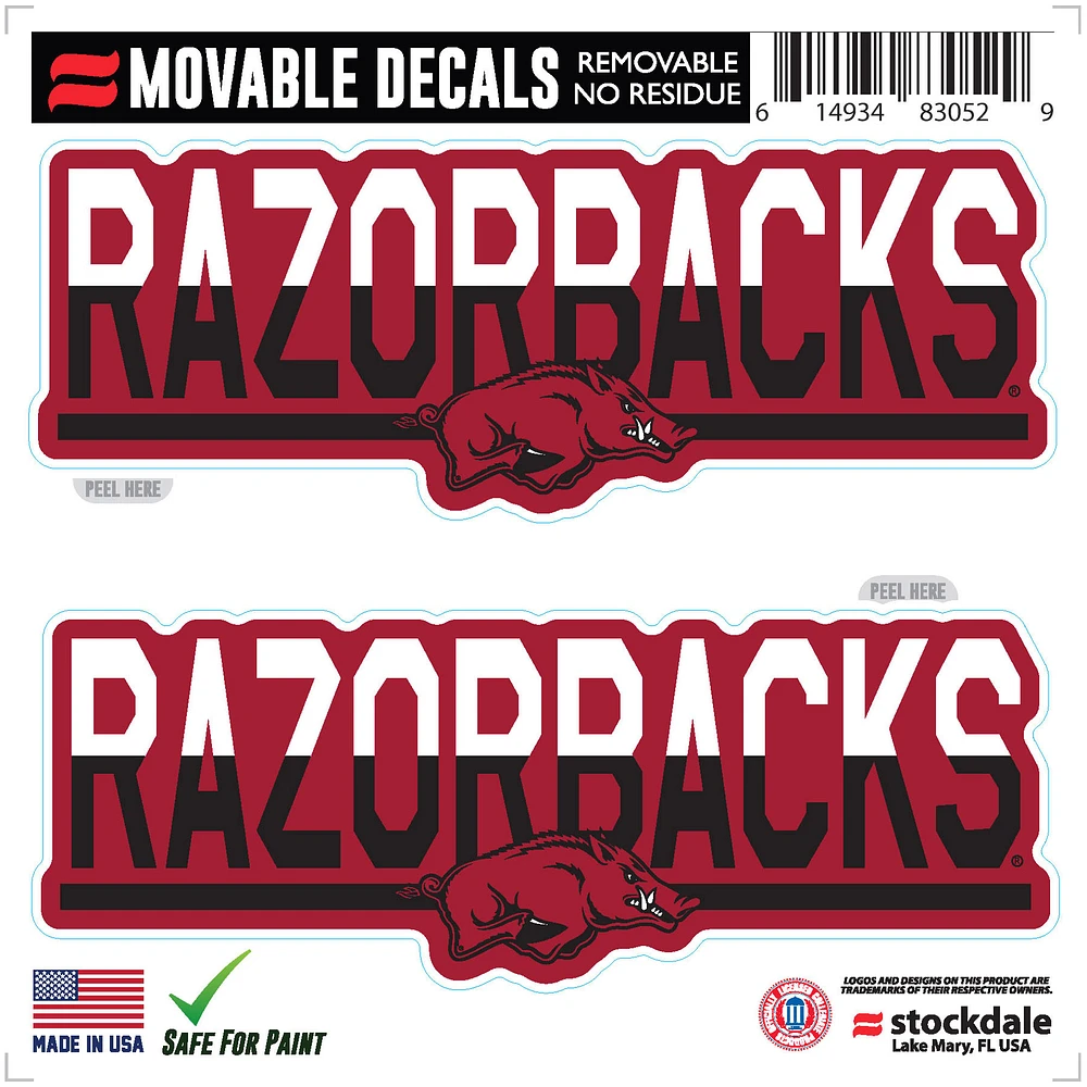 Arkansas Razorbacks 6" x 6" Two-Tone Repositionable Decal 2-Pack Set