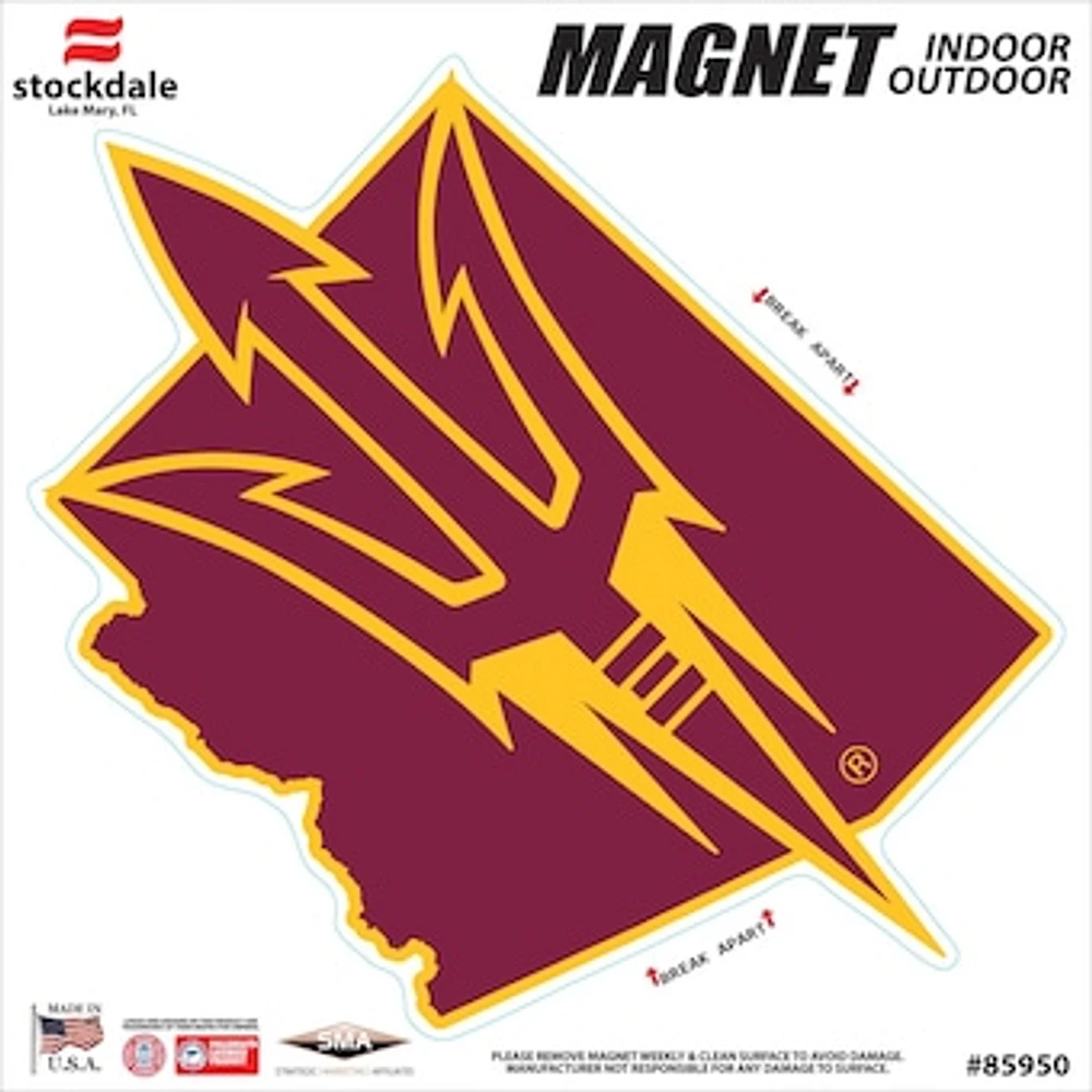 Arizona State Sun Devils 6" x 6" State Shape Car Magnet