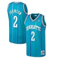 Men's Mitchell & Ness Larry Johnson Teal Charlotte Hornets 1992/93 Hardwood Classics Swingman Jersey