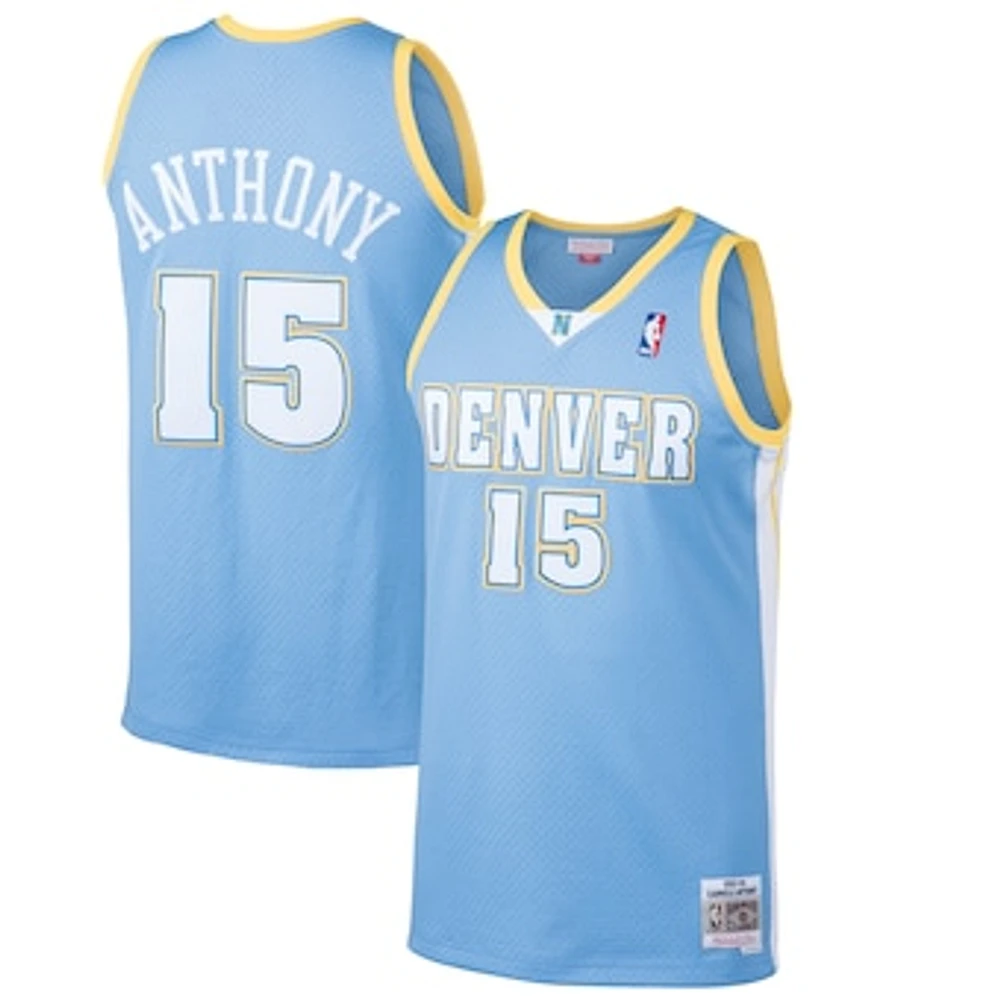 Men's Mitchell & Ness Carmelo Anthony Light Blue Denver Nuggets Hardwood Classics Swingman Jersey