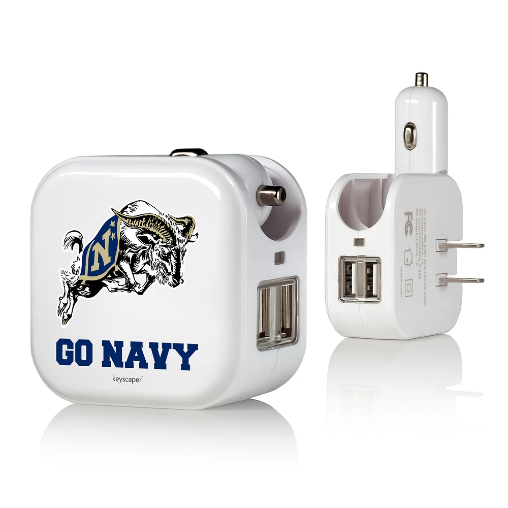 Navy Midshipmen 2-In-1 USB Charger
