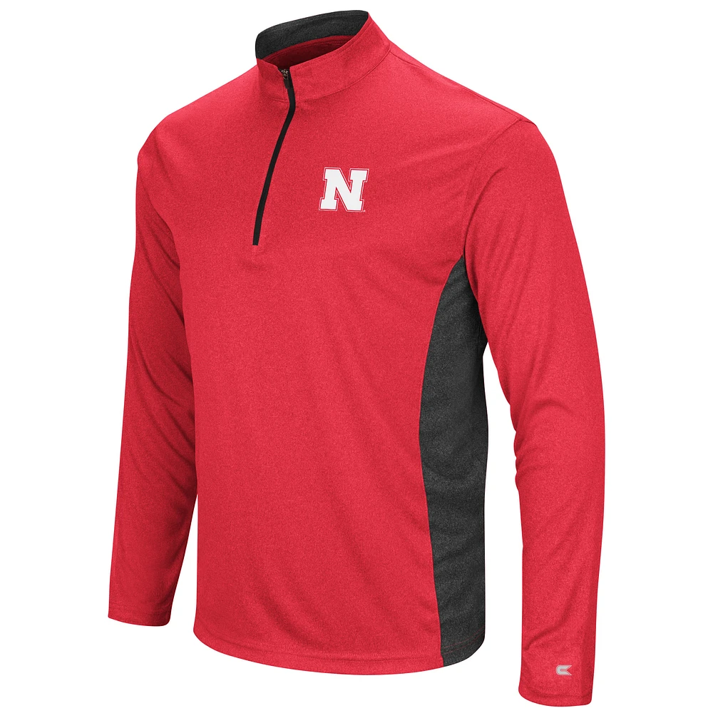 Men's Colosseum Heathered Heather Red Nebraska Huskers Audible Lightweight Windshirt Quarter-Zip Pullover