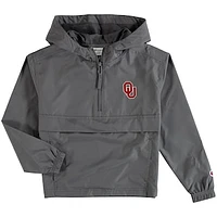 Youth Champion Graphite Oklahoma Sooners Pack & Go Quarter-Zip Windbreaker Jacket