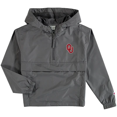 Youth Champion Graphite Oklahoma Sooners Pack & Go Quarter-Zip Windbreaker Jacket