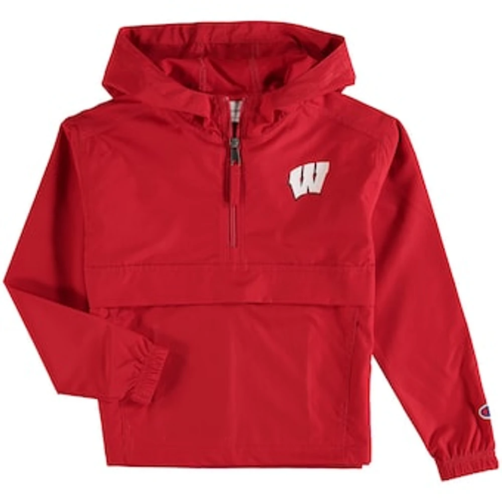 Youth Champion Red Wisconsin Badgers Pack & Go Quarter-Zip Windbreaker Jacket