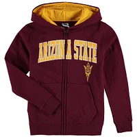 Youth Maroon Arizona State Sun Devils Applique Arch & Logo Full-Zip Hoodie