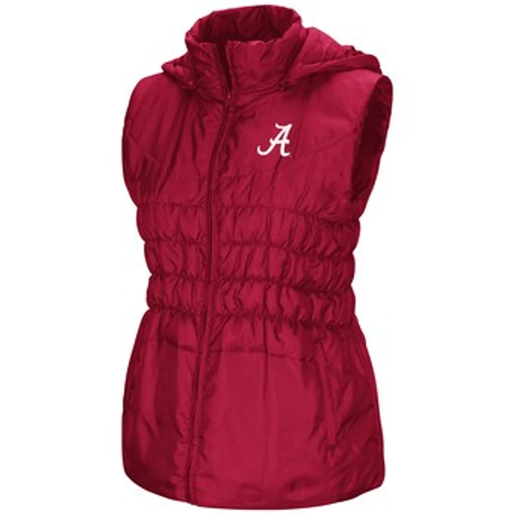 Women's Colosseum Crimson Alabama Crimson Tide Discus Puff Full-Zip Vest