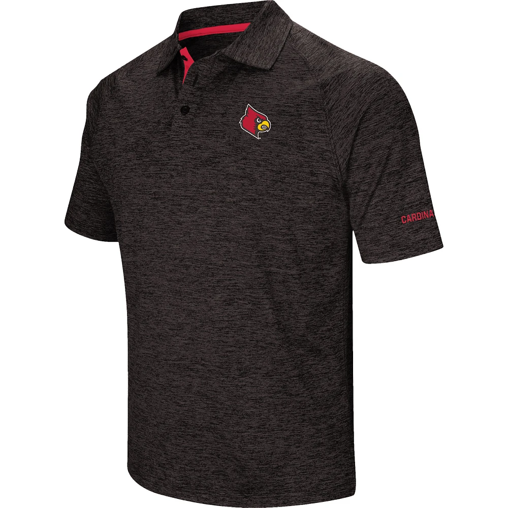 Men's Colosseum Black Louisville Cardinals Down Swing Polo